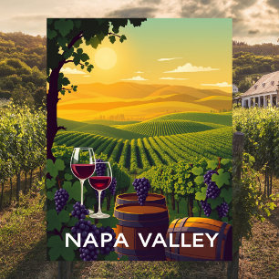 Napa Valley, California Wine Travel Vintage Postcard