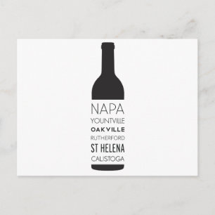 Napa Valley Cities Wine Bottle Postcard