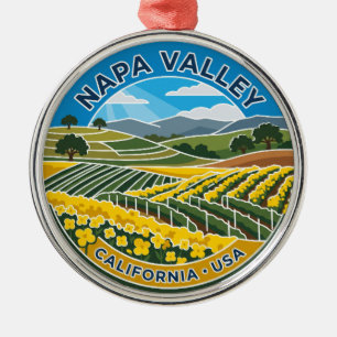 Napa Valley Mustard Flowers USA Metal Ornament