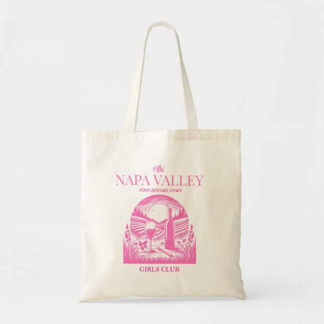 Napa valley pink bachelorette party tote bag (Front)
