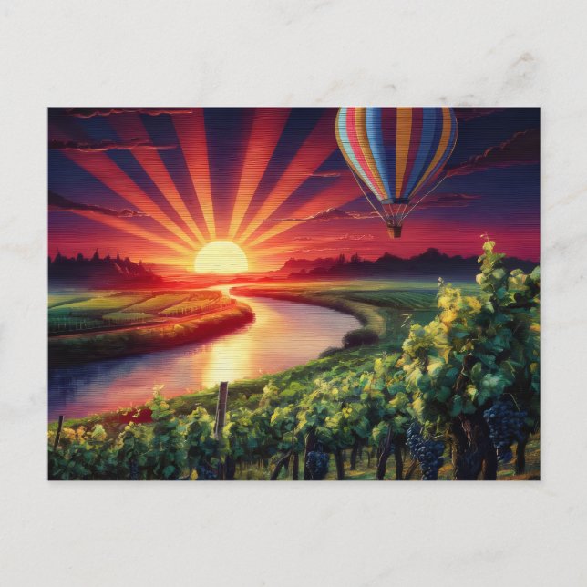 Napa Valley Travel Hot Air Balloon Sunrise Postcard (Front)