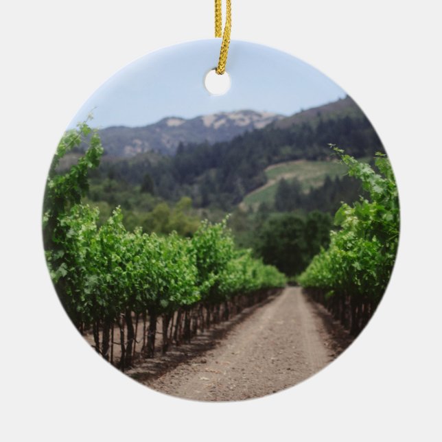 Napa Valley Vineyard Ceramic Ornament (Front)