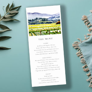 Napa Valley Vineyard Landscape Wedding Menu Card