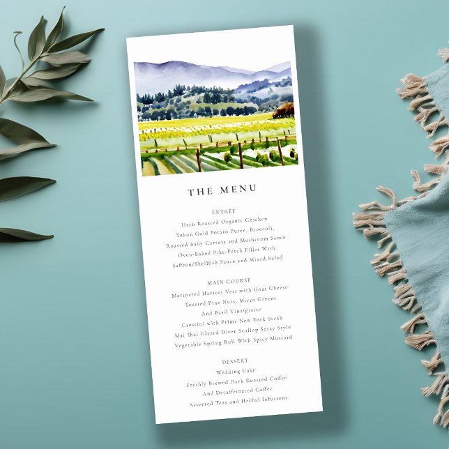 Napa Valley Vineyard Landscape Wedding Menu Card (Creator Uploaded)