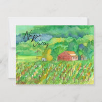 Napa Valley Vineyard Red Barn Field Rows