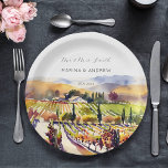 Napa Valley vineyard watercolor wedding tableware Paper Plate<br><div class="desc">Napa Valley vineyard watercolor wedding tableware personalised paper plates</div>