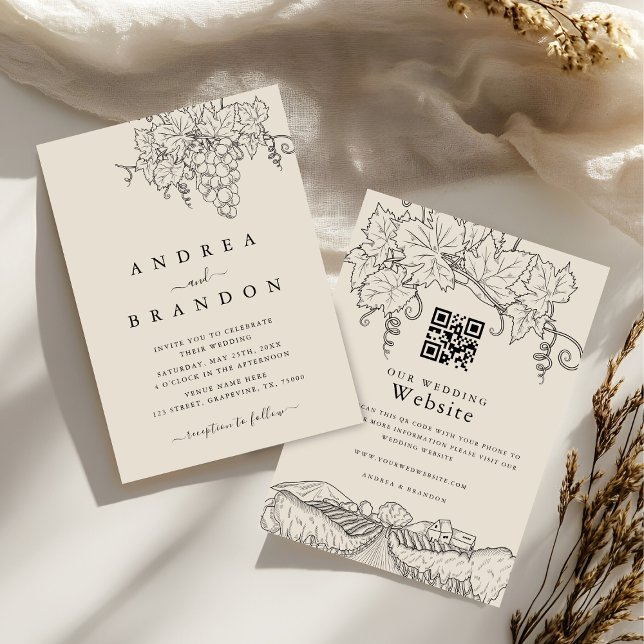 Napa Valley Vineyard Winery All in One Wedding Invitation (Creator Uploaded)