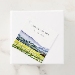 Napa Valley Watercolor Vineyard Landscape Wedding Favour Tags