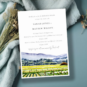Napa Valley Watercolor Vineyard Rehearsal Dinner Invitation