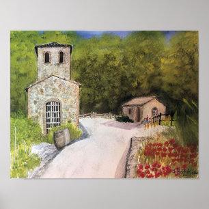 NAPA VALLEY WINERY WATERCOLOR POSTER