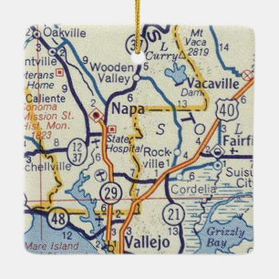 Napa Vintage Map Ceramic Ornament