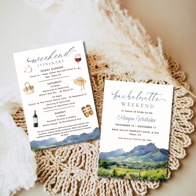 Napa Winery Bachelorette Weekend & Itinerary  Invitation (Creator Uploaded)