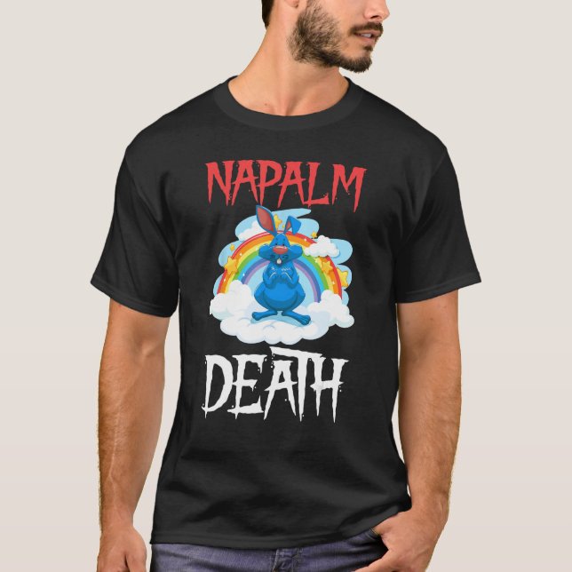 Napalm Death Rainbow Bunny Pink Napalm Death Rabbi T-Shirt (Front)