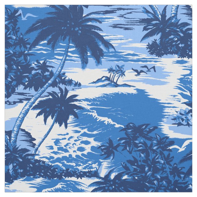Napili Bay Hawaiian Island Scenic Aloha Print Fabric (Swatch)