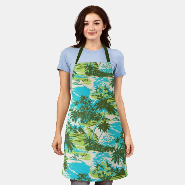 Napili Bay Hawaiian Island Scenic - Turquoise Apron (Worn)