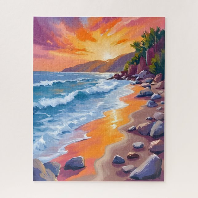 Napili Bay Sunset Maui Hawaii Painting Jigsaw Puzzle (Vertical)