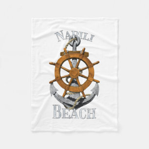 Napili Beach Hawaii Vacation Nautical Anchor Helm Fleece Blanket