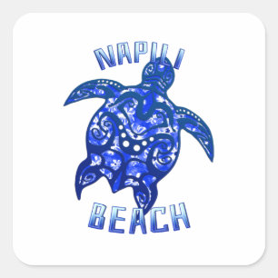 Napili Beach Hawaii Vacation Tribal Turtle Square Sticker