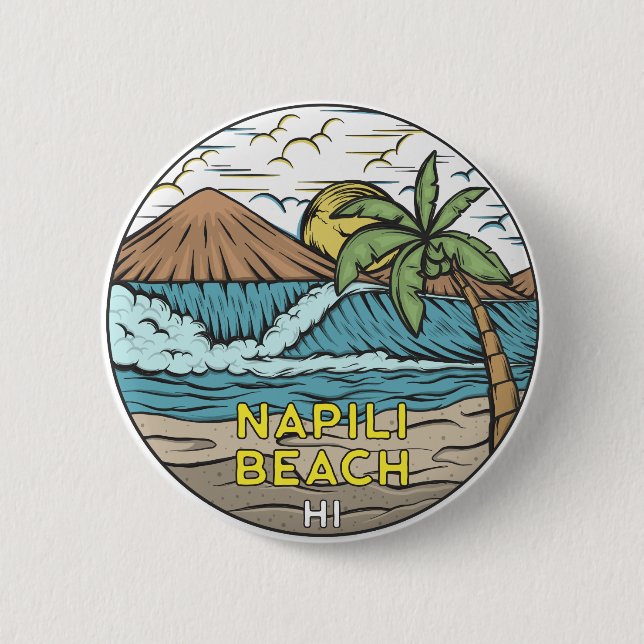 Napili Beach Hawaii Vintage 6 Cm Round Badge (Front)