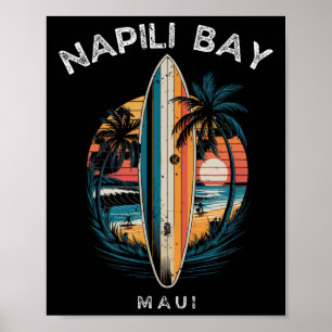 Napili Y Maui Men Women Surfing Poster