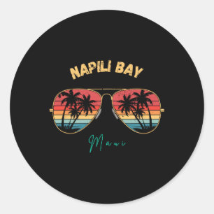 Napili Y Maui Souvenir Surfboard Classic Round Sticker