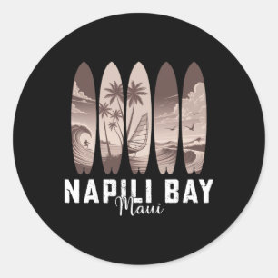 Napili Y Maui Surfboard Men Women Surfing Classic Round Sticker