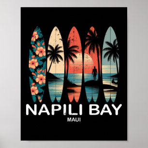 Napili Y Maui Surfboard Surfing Retro _1 Poster