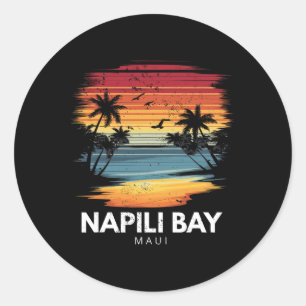 Napili Y Maui Surfboard Surfing Vintage Classic Round Sticker