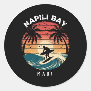 Napili Y Maui Surfboard Waves Beach Classic Round Sticker