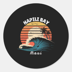 Napili Y Maui Women Men Surfboarding  Classic Round Sticker
