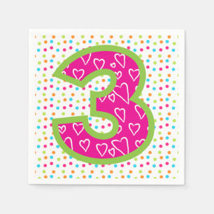 Napkin/3rd Birthday with Polka Dots Napkin
