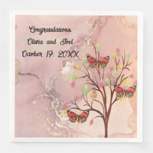 Napkin Design for Fall Wedding with Butterflies