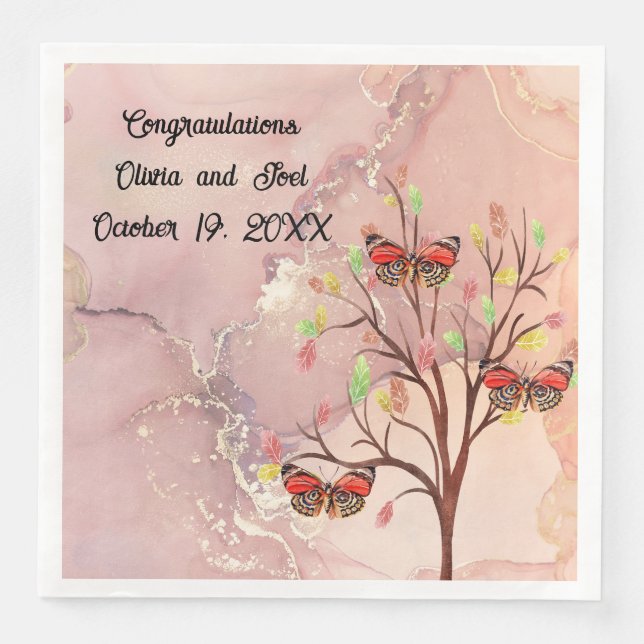 Napkin Design for Fall Wedding with Butterflies (Front)