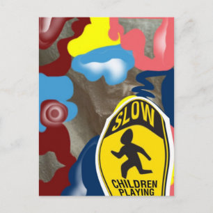 Napkin Slow Children Playing Postcard