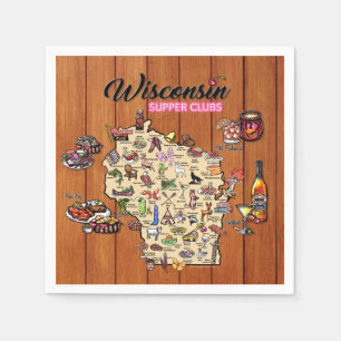 Napkin - Wisconsin Supper Club Map - Series 1