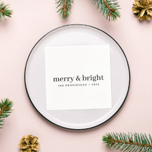Napkins | Minimal Christmas Merry and Bright White