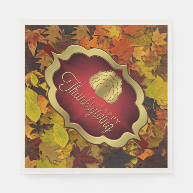 Napkins - Paper - Autumnal Happy Thanksgiving (Front)