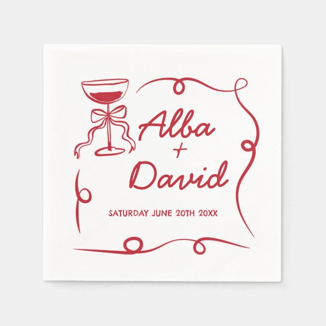 Napkins Wedding Names Whimsical Hand Drawn  (Front)