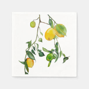 Napkins with watercolor of lemons