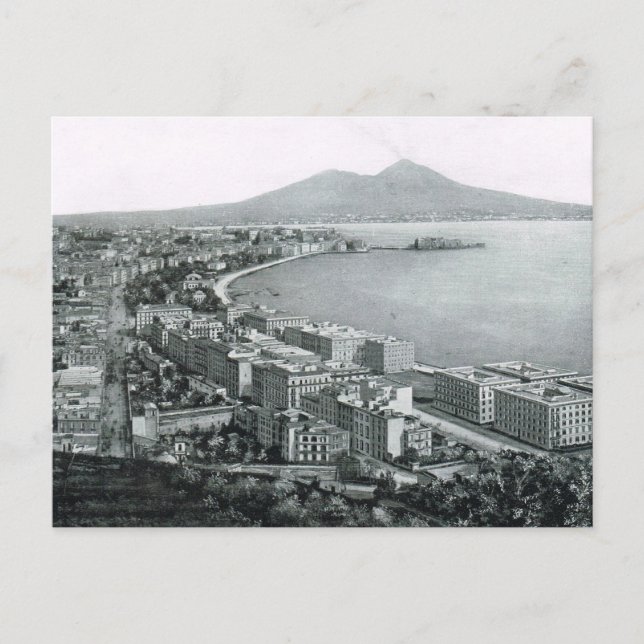 Naples, 1908, Bay of Naples and Vesuvius Postcard (Front)