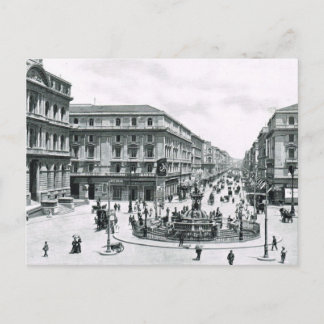 Naples, 1908, City centre and roundabout Postcard