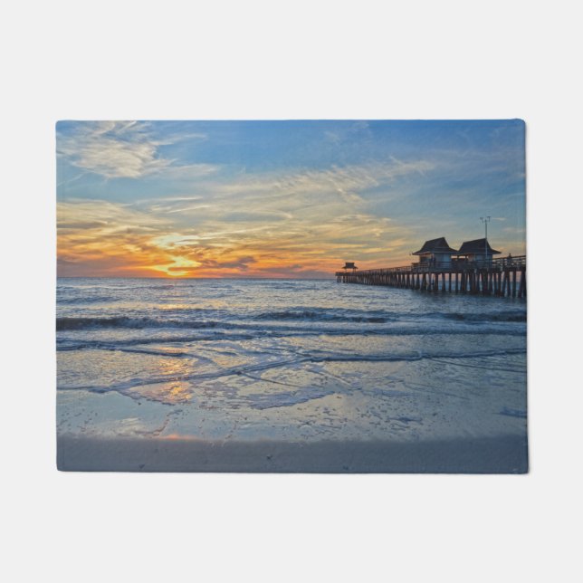 "Naples Beach, Florida, Pier at Sunset Doormat (Front)