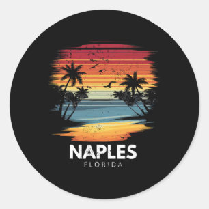 Naples Beach Florida Surfboard Surfing Vintage Classic Round Sticker