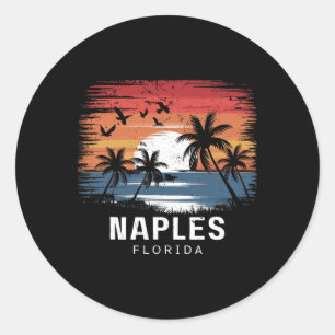 Naples Beach Florida Surfing Surfer  Classic Round Sticker
