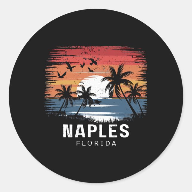 Naples Beach Florida Surfing Surfer  Classic Round Sticker (Front)
