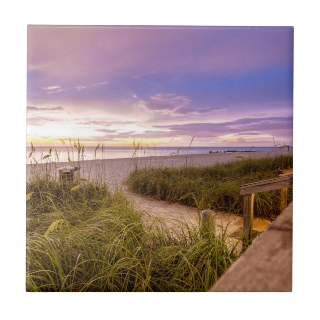 Naples Beach Shore and Calm Ocean | Florida Ceramic Tile (Front)