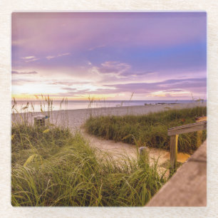 Naples Beach Shore and Calm Ocean Florida Glass Coaster