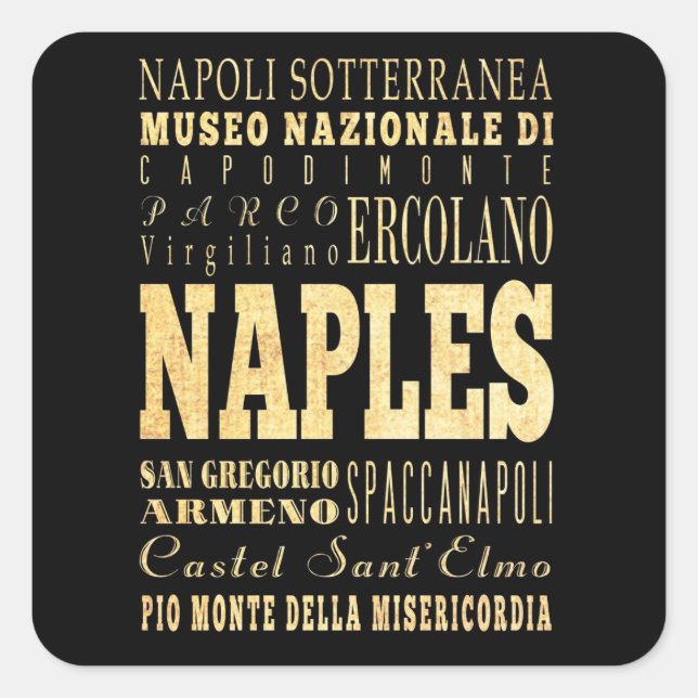 Naples City of Italy Typography Art Square Sticker (Front)