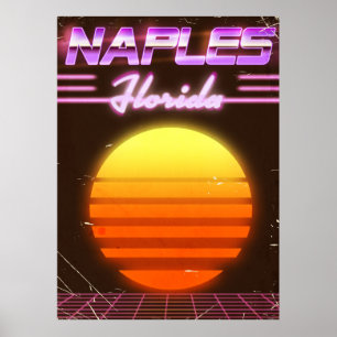 Naples Florida 1980s travel poster