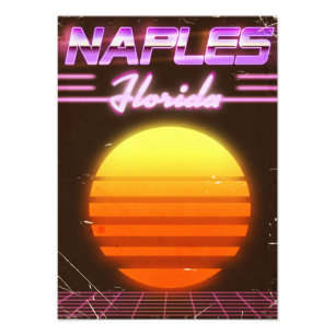 Naples Florida 1980s travel poster
